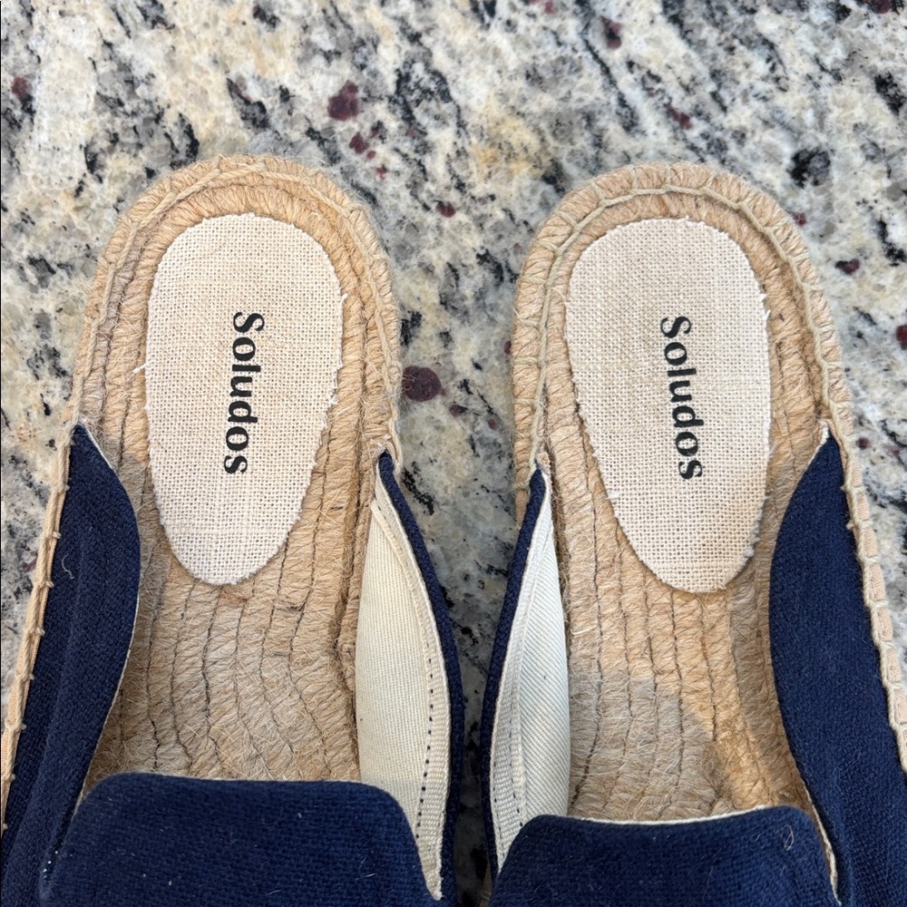 Soludos Navy Embroidered Floral Espadrilles Flats - Picture 3 of 11